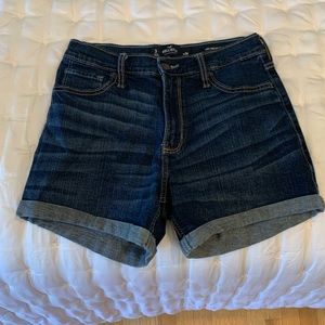 Hollister dark wash high rise midi short